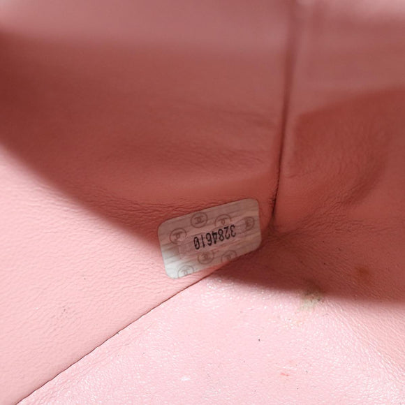 CHANEL Parent Child Bag Hand Bag Lamb Skin Pink Gold CC Auth 90957SAV