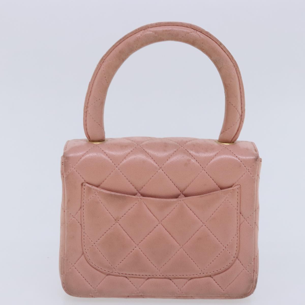 CHANEL Parent Child Bag Hand Bag Lamb Skin Pink Gold CC Auth 90957A