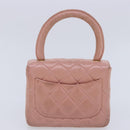 CHANEL Parent Child Bag Hand Bag Lamb Skin Pink Gold CC Auth 90957SAV-28