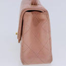 CHANEL Parent Child Bag Hand Bag Lamb Skin Pink Gold CC Auth 90957SAV-29