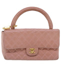 CHANEL Parent Child Bag Hand Bag Lamb Skin Pink Gold CC Auth 90957SAV-13