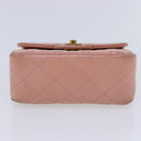 CHANEL Parent Child Bag Hand Bag Lamb Skin Pink Gold CC Auth 90957SAV-34