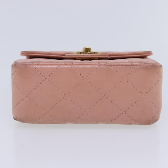 CHANEL Parent Child Bag Hand Bag Lamb Skin Pink Gold CC Auth 90957SAV