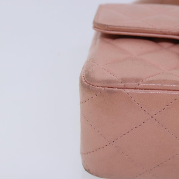 CHANEL Parent Child Bag Hand Bag Lamb Skin Pink Gold CC Auth 90957SAV