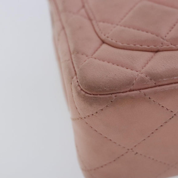 CHANEL Parent Child Bag Hand Bag Lamb Skin Pink Gold CC Auth 90957SAV