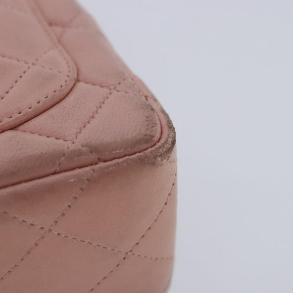 CHANEL Parent Child Bag Hand Bag Lamb Skin Pink Gold CC Auth 90957SAV