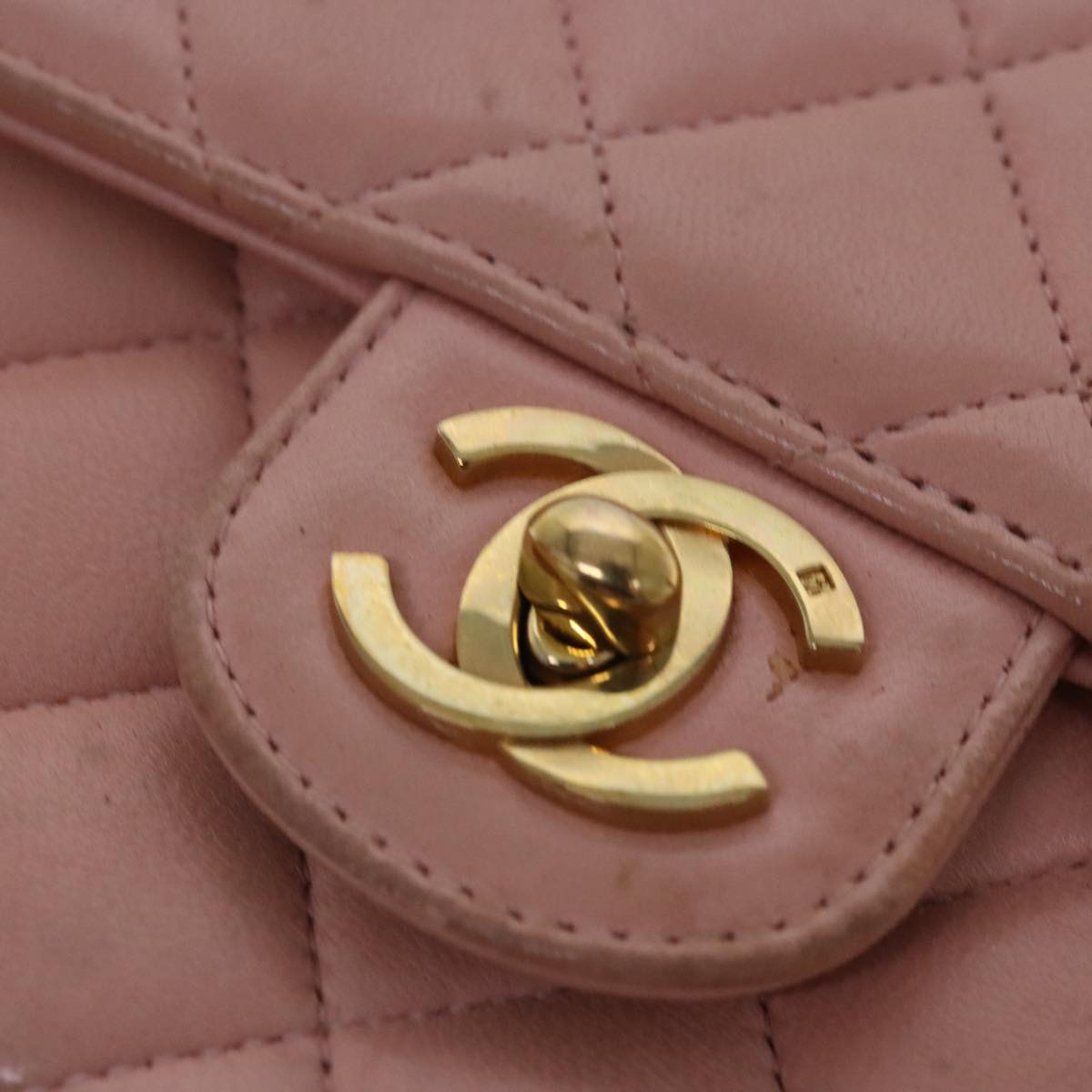 CHANEL Parent Child Bag Hand Bag Lamb Skin Pink Gold CC Auth 90957A