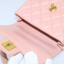 CHANEL Parent Child Bag Hand Bag Lamb Skin Pink Gold CC Auth 90957SAV-40