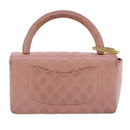 CHANEL Parent Child Bag Hand Bag Lamb Skin Pink Gold CC Auth 90957SAV-2