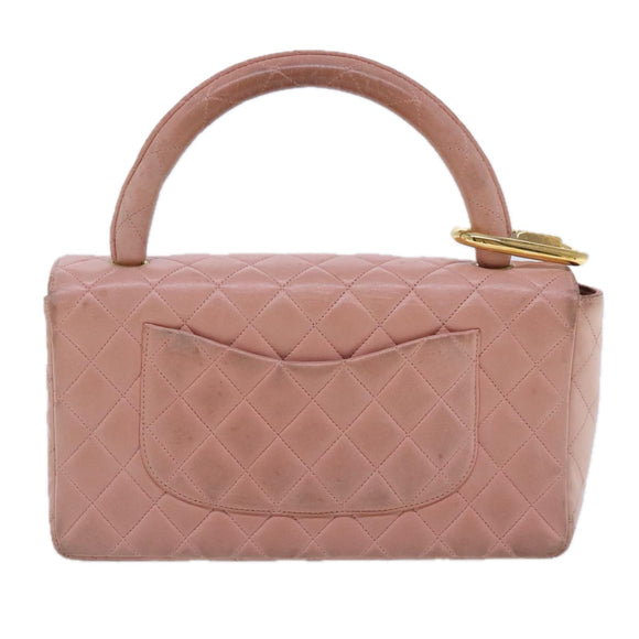 CHANEL Parent Child Bag Hand Bag Lamb Skin Pink Gold CC Auth 90957SAV