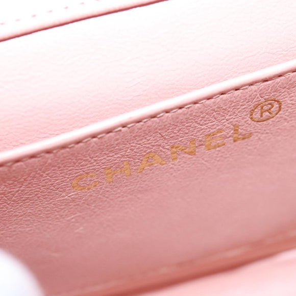 CHANEL Parent Child Bag Hand Bag Lamb Skin Pink Gold CC Auth 90957SAV