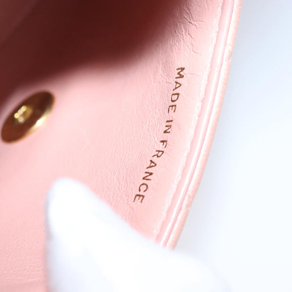 CHANEL Parent Child Bag Hand Bag Lamb Skin Pink Gold CC Auth 90957SAV