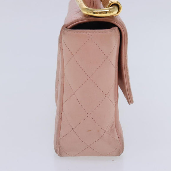 CHANEL Parent Child Bag Hand Bag Lamb Skin Pink Gold CC Auth 90957SAV