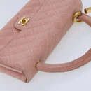 CHANEL Parent Child Bag Hand Bag Lamb Skin Pink Gold CC Auth 90957SAV-6