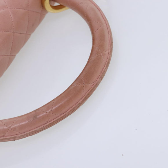 CHANEL Parent Child Bag Hand Bag Lamb Skin Pink Gold CC Auth 90957SAV