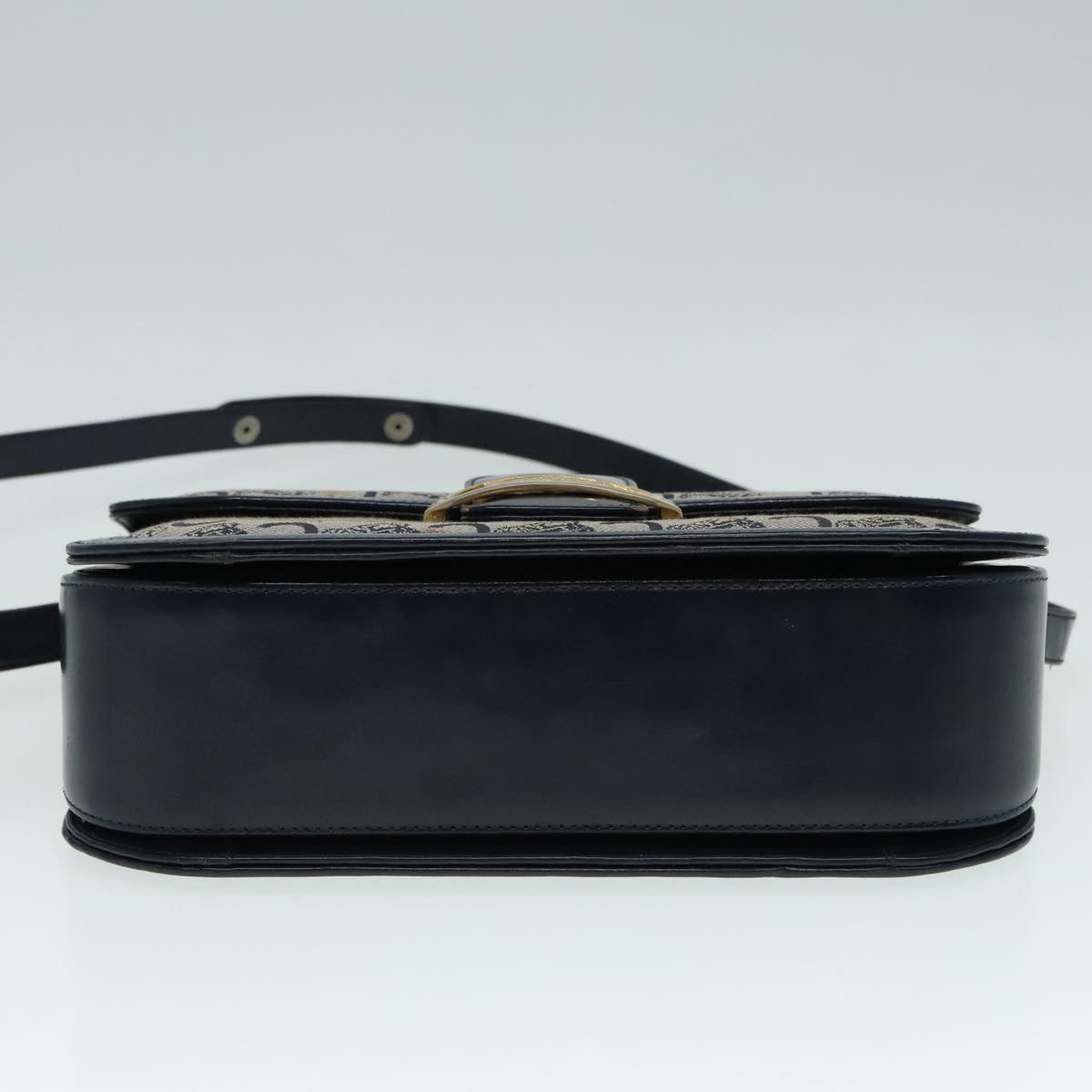 CELINE C Sulky Shoulder Bag Canvas Navy Gold Auth 90991