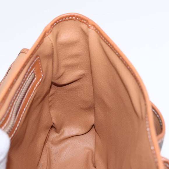 CELINE Macadam Canvas Shoulder Bag PVC Leather Brown Gold Auth 90992