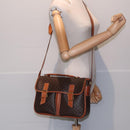 CELINE Macadam Canvas Shoulder Bag PVC Leather Brown Gold Auth 90992-27