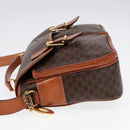 CELINE Macadam Canvas Shoulder Bag PVC Leather Brown Gold Auth 90992-4