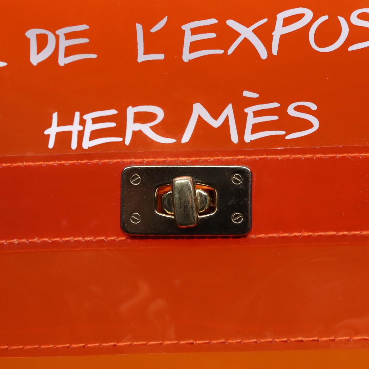 HERMES Vinyl Kelly Hand Bag Vinyl Orange Auth 90996