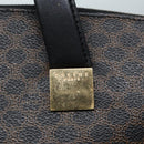 CELINE Macadam Canvas Hand Bag PVC Leather Black Gold Auth 91011-18
