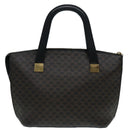 CELINE Macadam Canvas Hand Bag PVC Leather Black Gold Auth 91011-2
