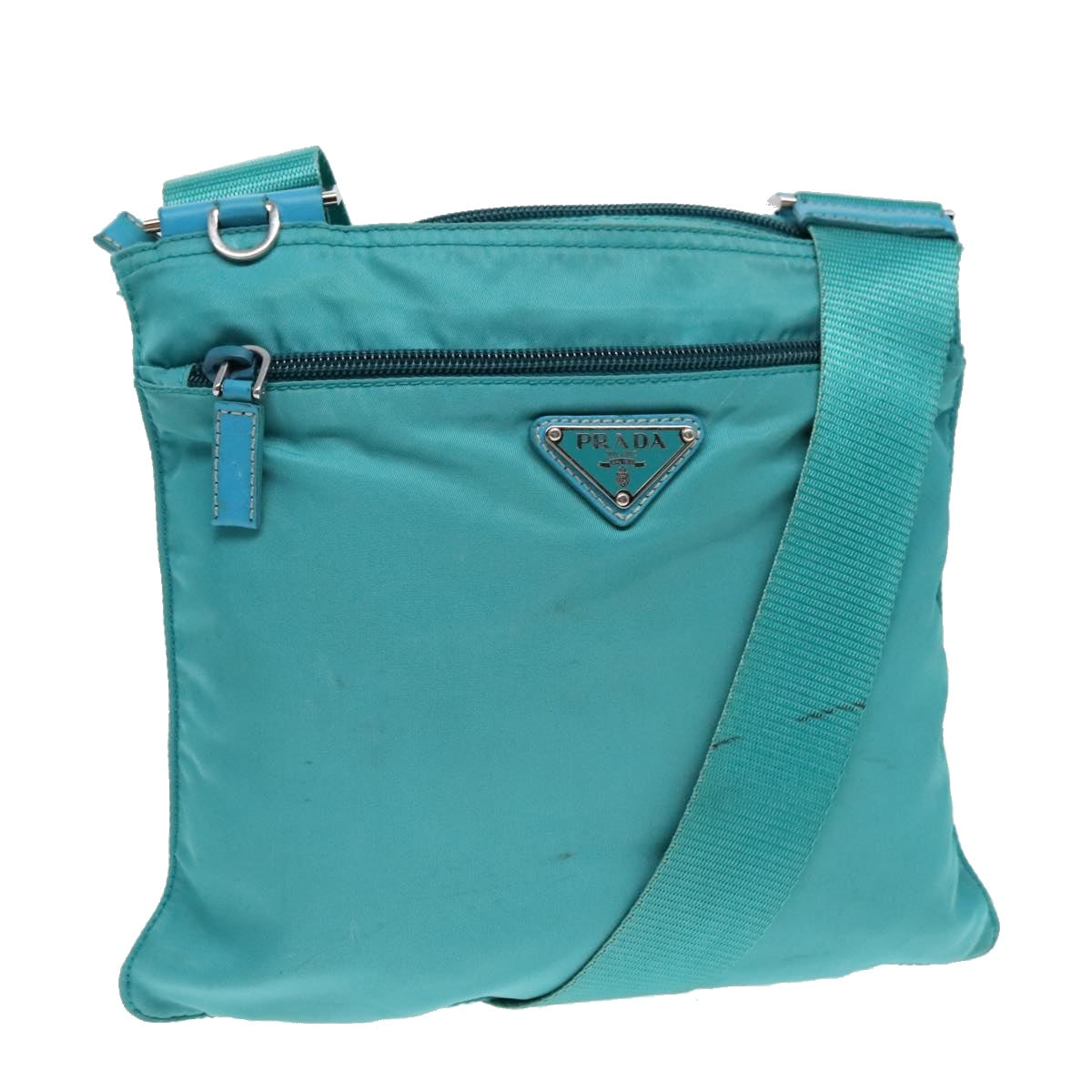 PRADA Shoulder Bag Nylon Turquoise Blue Auth 91013