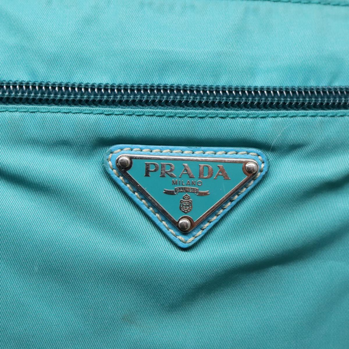 PRADA Shoulder Bag Nylon Turquoise Blue Auth 91013