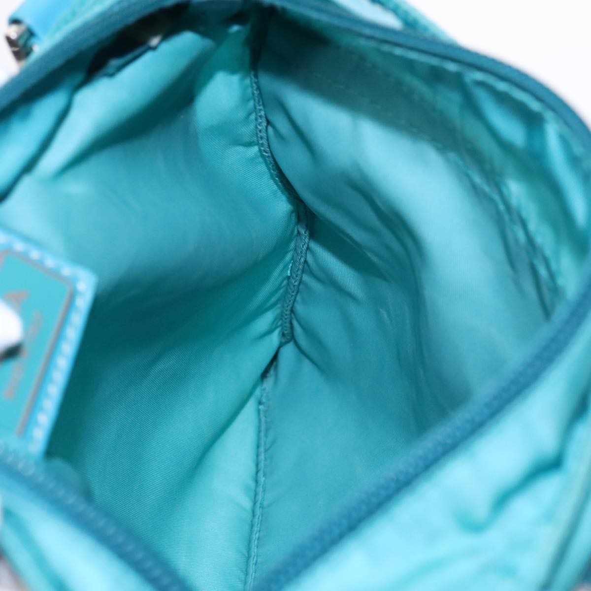 PRADA Shoulder Bag Nylon Turquoise Blue Auth 91013