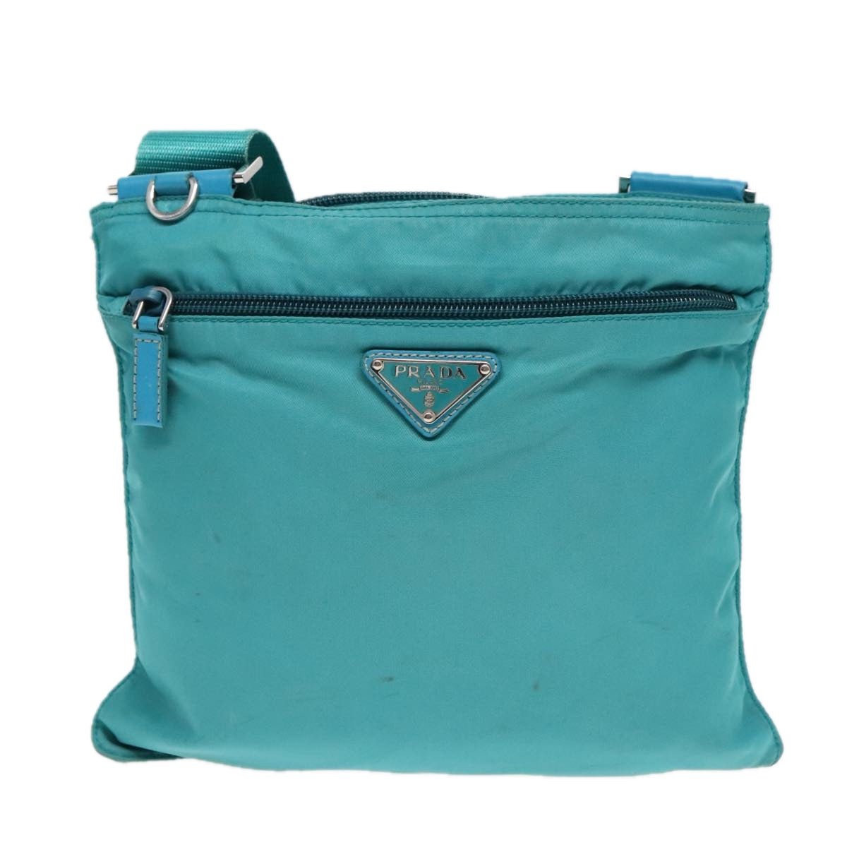 PRADA Shoulder Bag Nylon Turquoise Blue Auth 91013