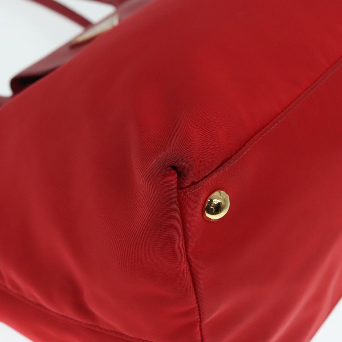 PRADA Hand Bag Nylon Red Auth 91016