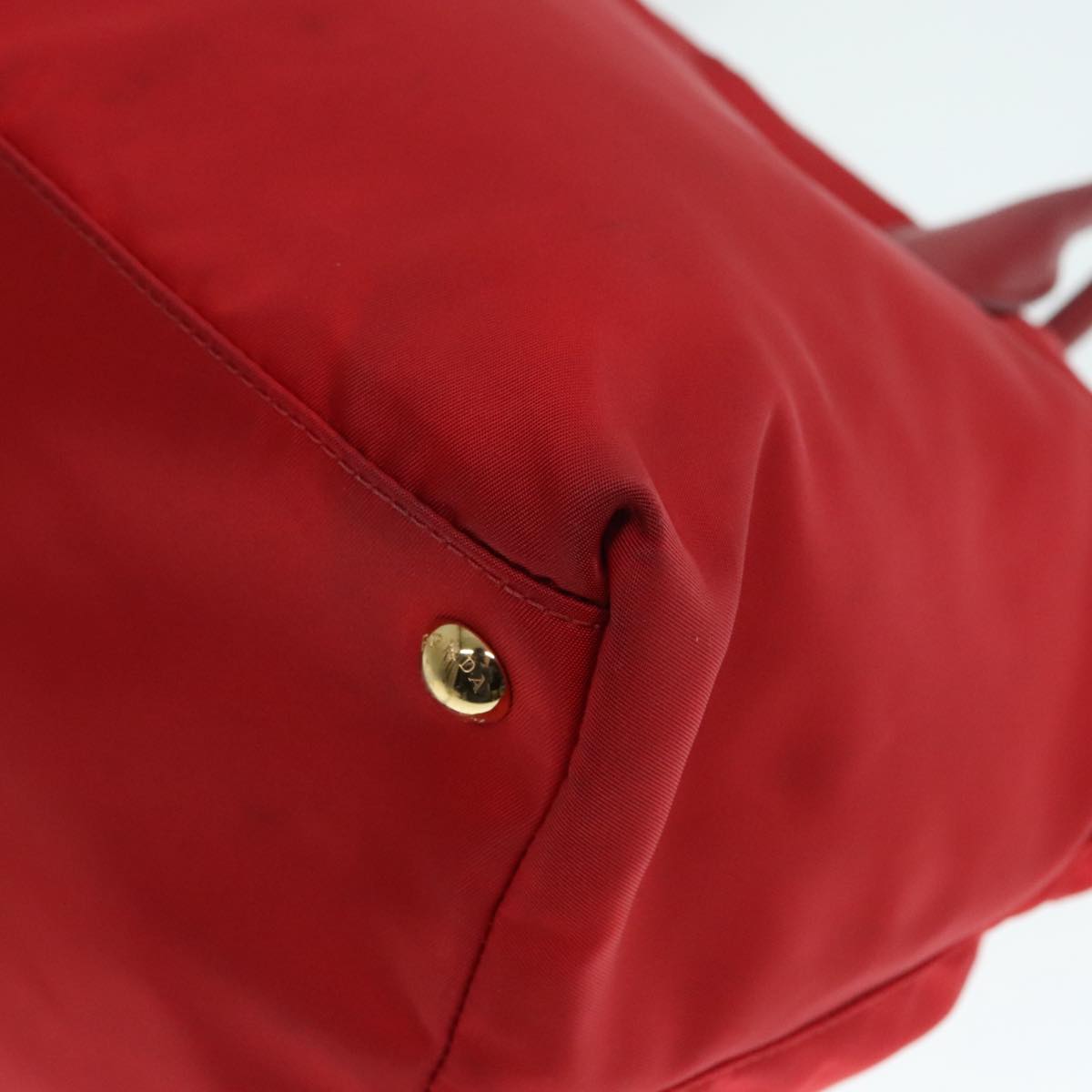 PRADA Hand Bag Nylon Red Auth 91016