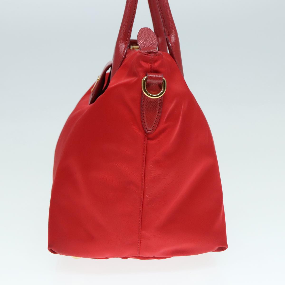 PRADA Hand Bag Nylon Red Auth 91016