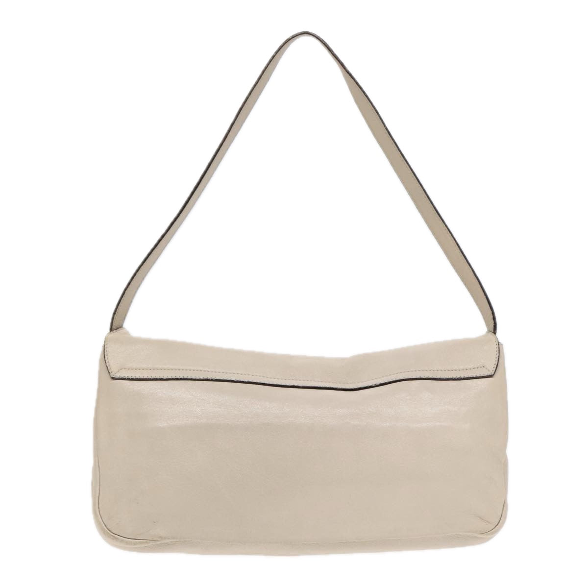 Salvatore Ferragamo Shoulder Bag Leather White Silver Auth 91021