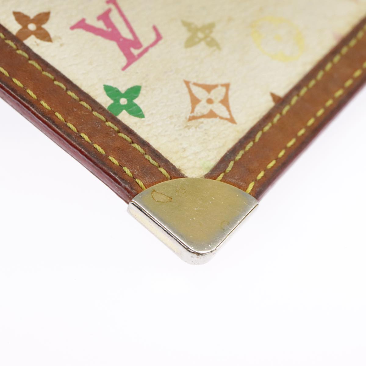 LOUIS VUITTON Multicolor Pochette Cles Coin Purse White M92655 LV Auth 91043