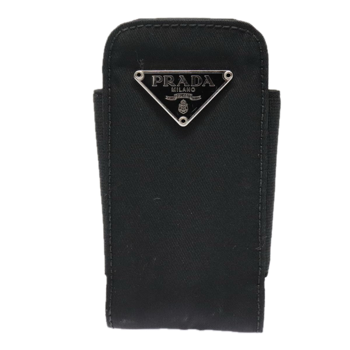 PRADA Neck Case Nylon Black Silver Auth 91191