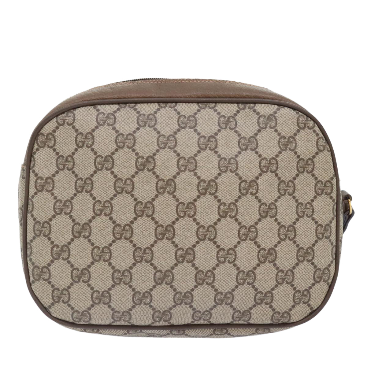 GUCCI GG Canvas Web Sherry Line Clutch Bag PVC Leather Beige Green Auth 91195 - 0