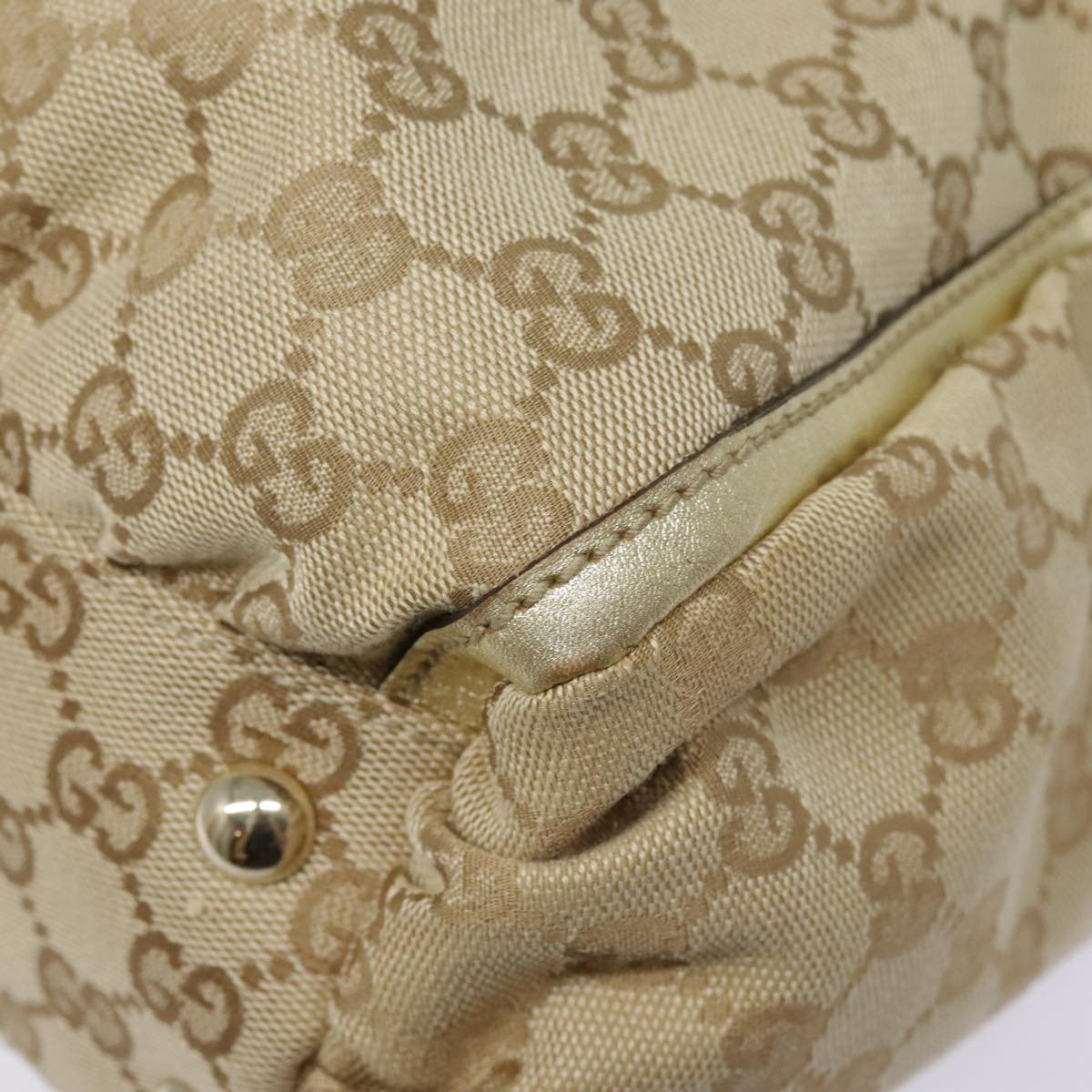 GUCCI GG Canvas Tote Bag Beige Gold 189831 Auth 91207