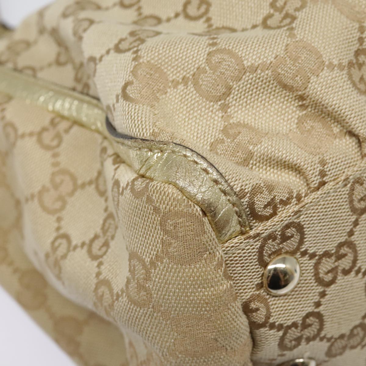 GUCCI GG Canvas Tote Bag Beige Gold 189831 Auth 91207