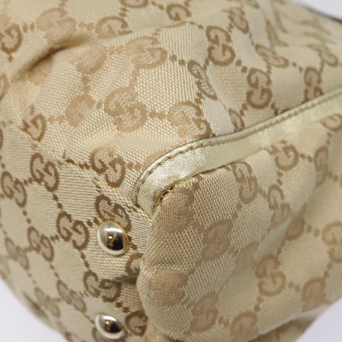 GUCCI GG Canvas Tote Bag Beige Gold 189831 Auth 91207