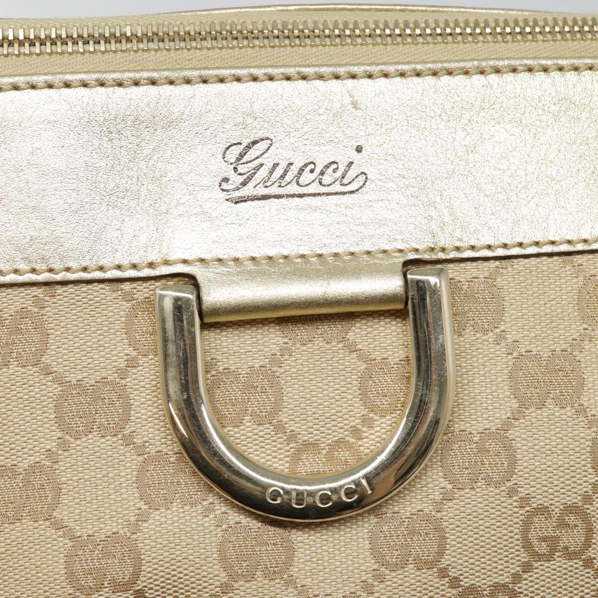 GUCCI GG Canvas Tote Bag Beige Gold 189831 Auth 91207