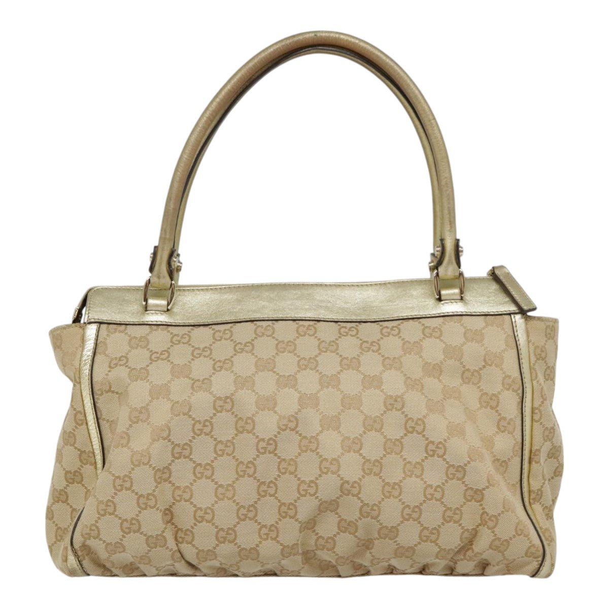 GUCCI GG Canvas Tote Bag Beige Gold 189831 Auth 91207