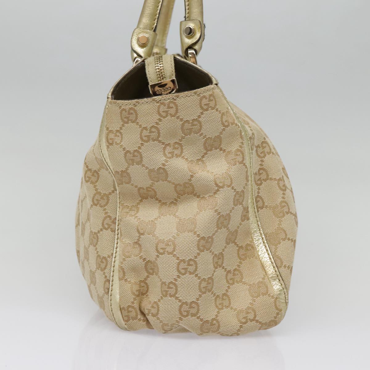 GUCCI GG Canvas Tote Bag Beige Gold 189831 Auth 91207