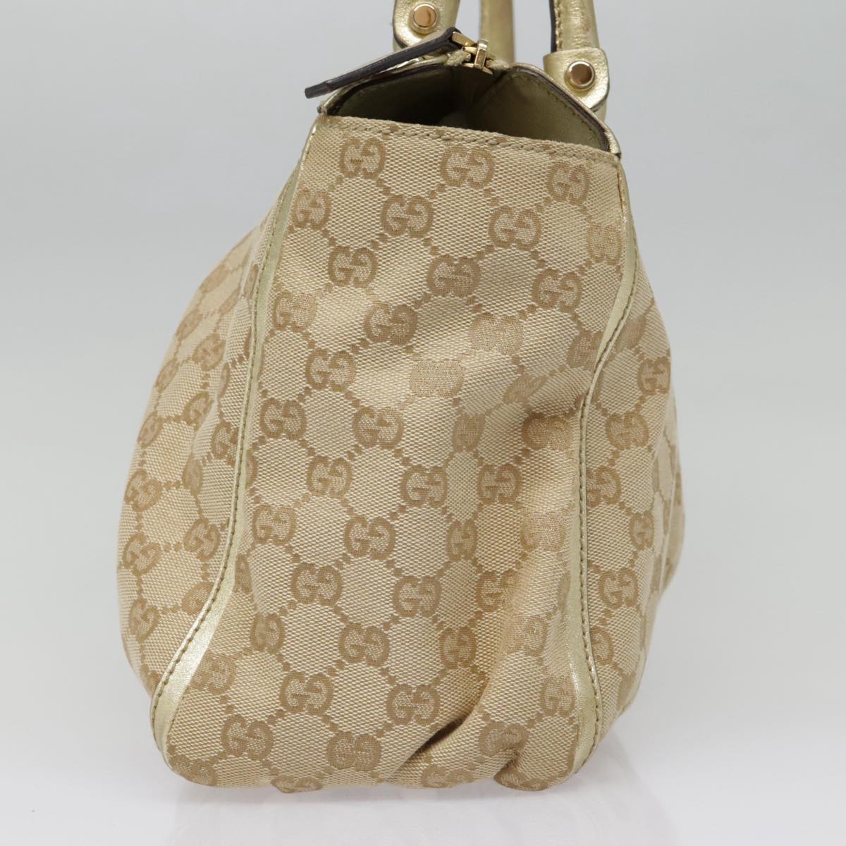 GUCCI GG Canvas Tote Bag Beige Gold 189831 Auth 91207