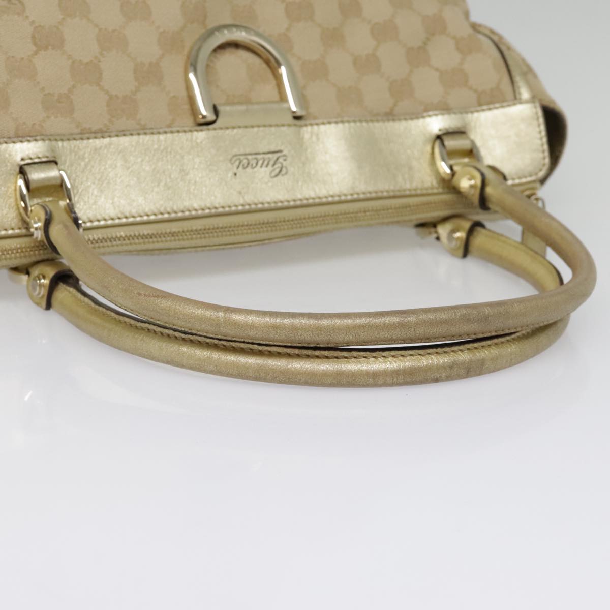 GUCCI GG Canvas Tote Bag Beige Gold 189831 Auth 91207