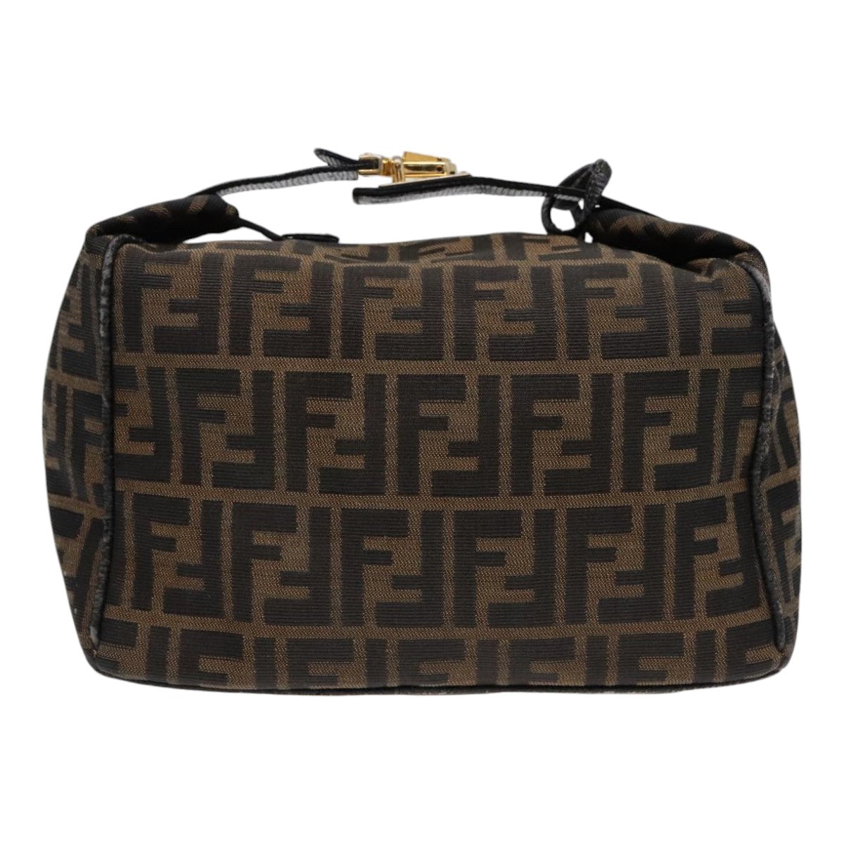 FENDI Zucca Canvas Hand Bag Brown Black Gold Auth 91230 - 0