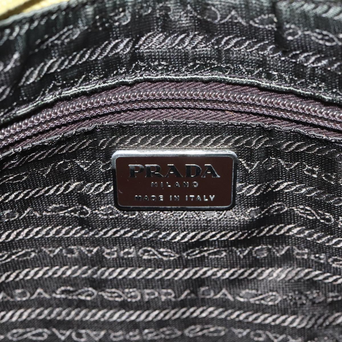 PRADA Shoulder Bag Nylon Khaki Silver Auth 91232