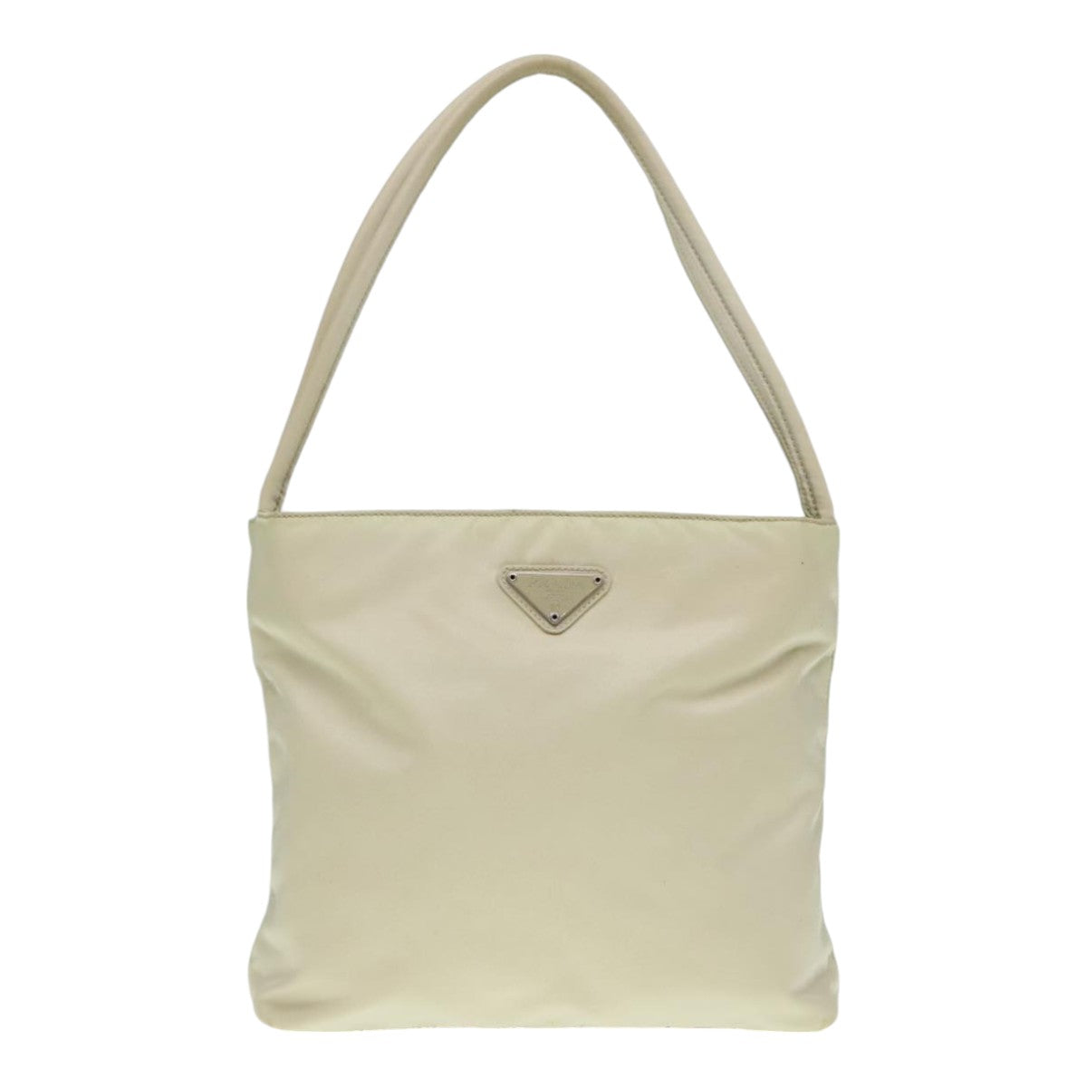 PRADA Hand Bag Nylon White Silver Auth 91233