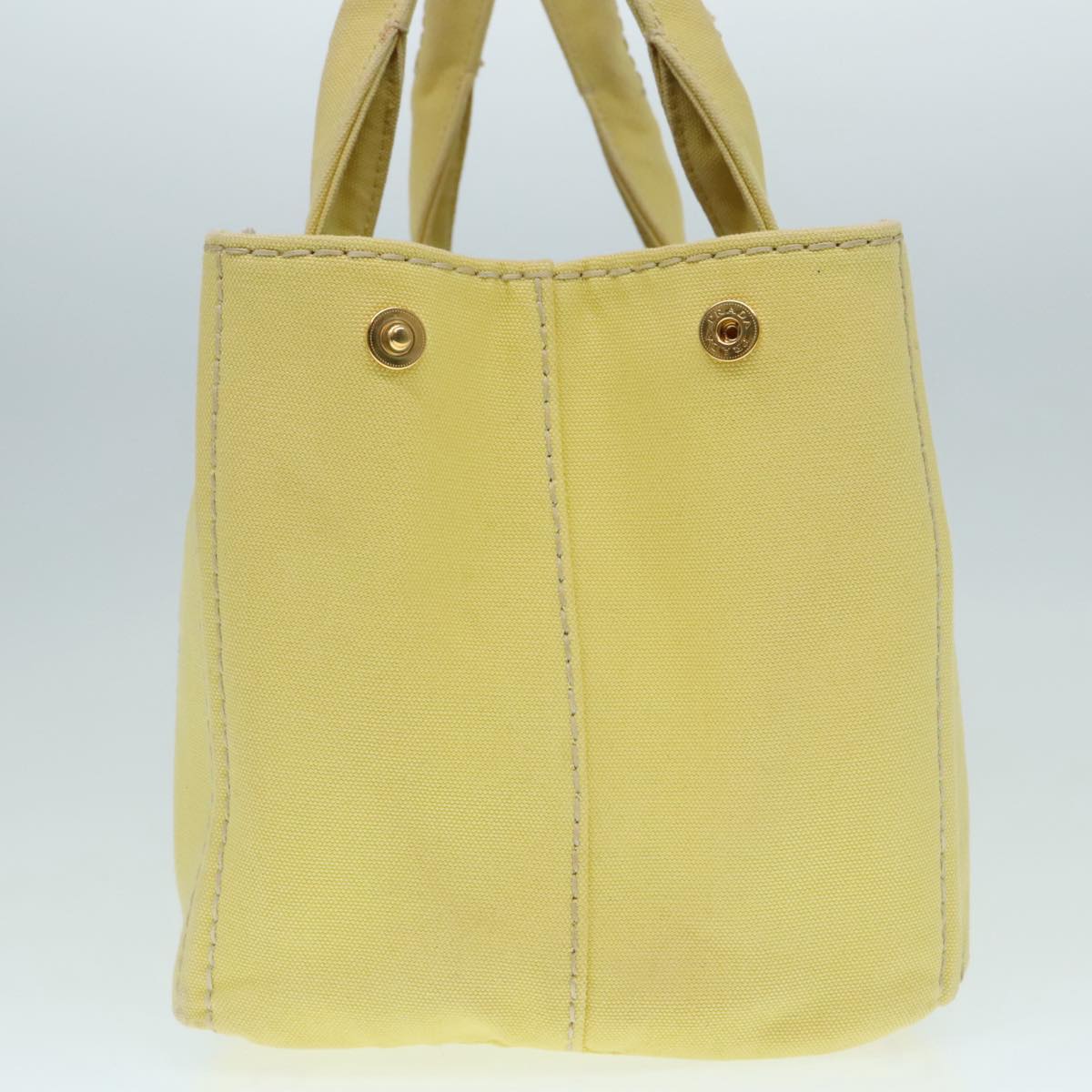 PRADA Canapa MM Hand Bag Canvas Yellow Gold Auth 91234