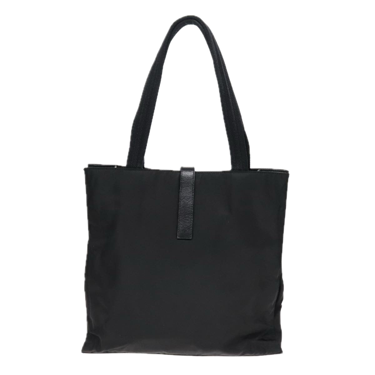 PRADA Tote Bag Nylon Black Silver Auth 91238 - 0